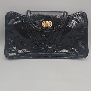Treesje vintage large clutch black glossy